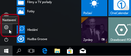 settings is in the start menu